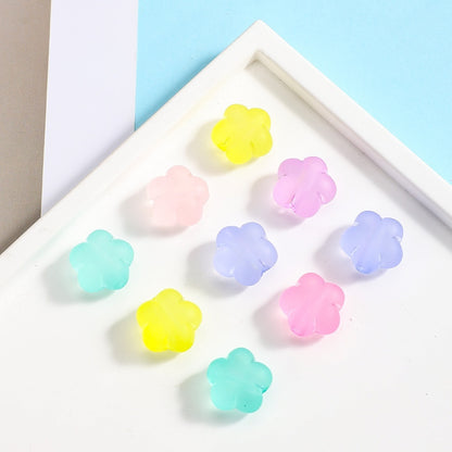 Mixed Color Frosted Flower Acrylic Beads