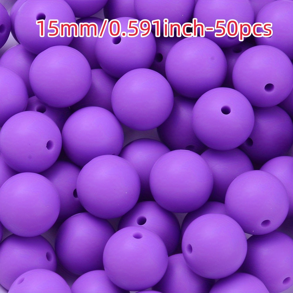 50pcs 12/15mm Rainbow Silicone Round Focal Beads