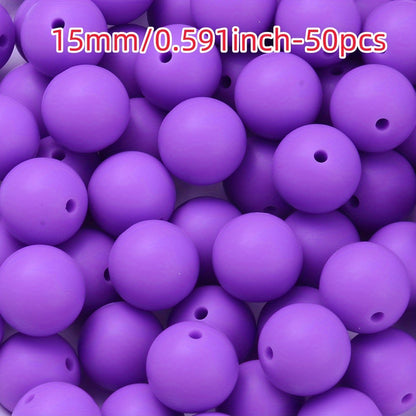 50pcs 12/15mm Rainbow Silicone Round Focal Beads
