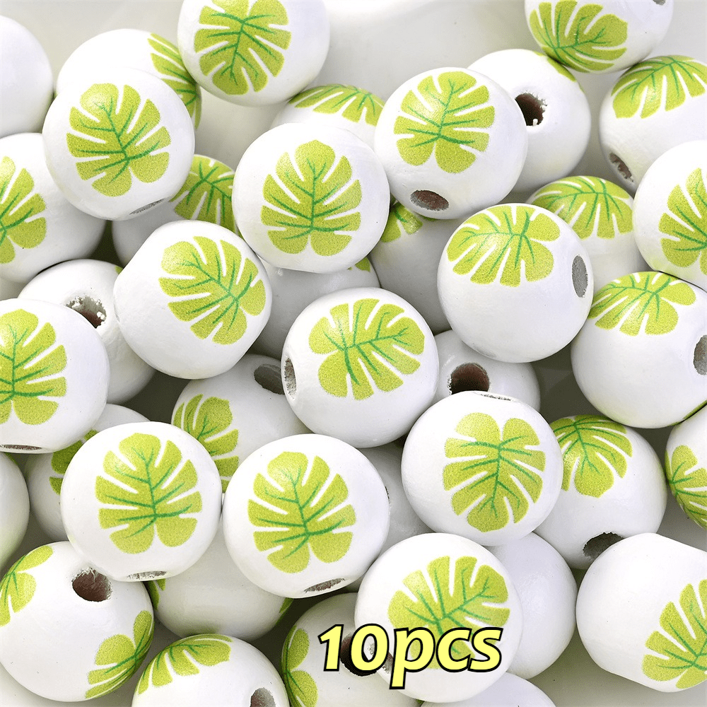 16mm Fruit-Themed Printed Wooden Beads, 10pcs