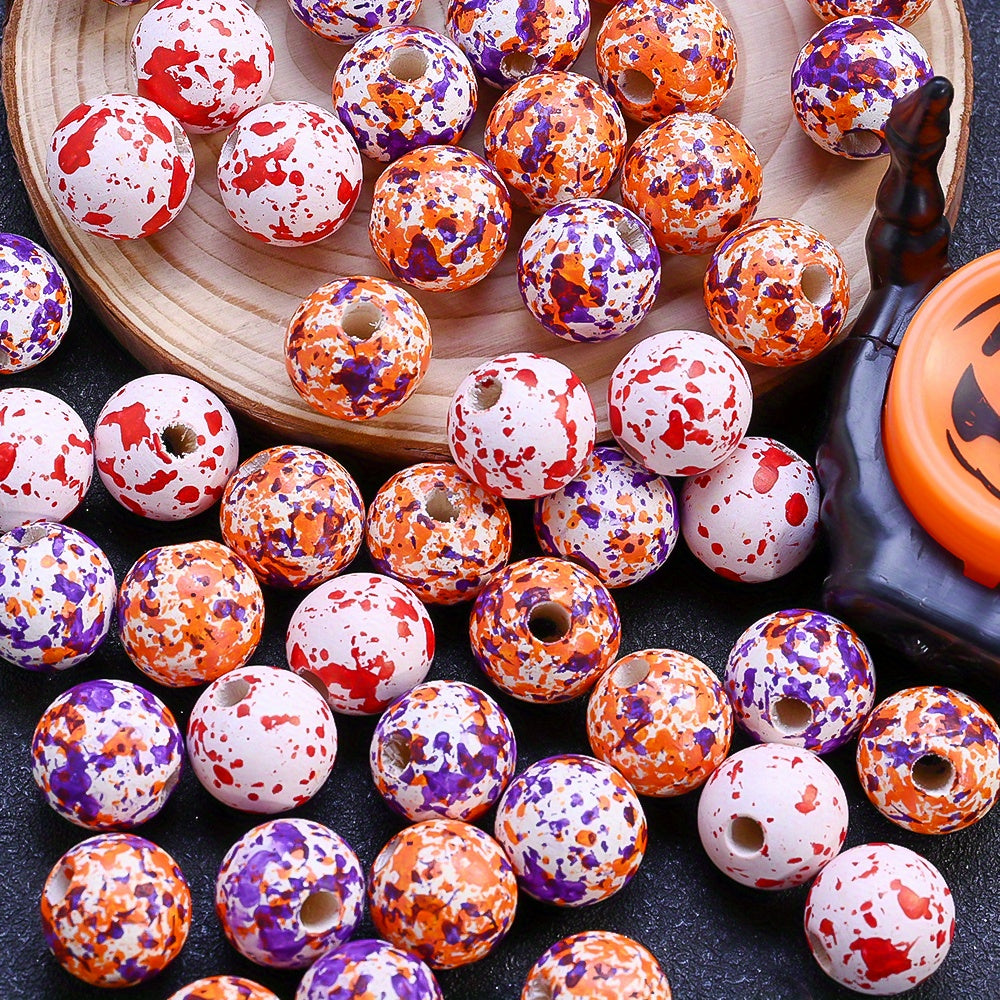 Halloween Blood Splatter Wooden Beads