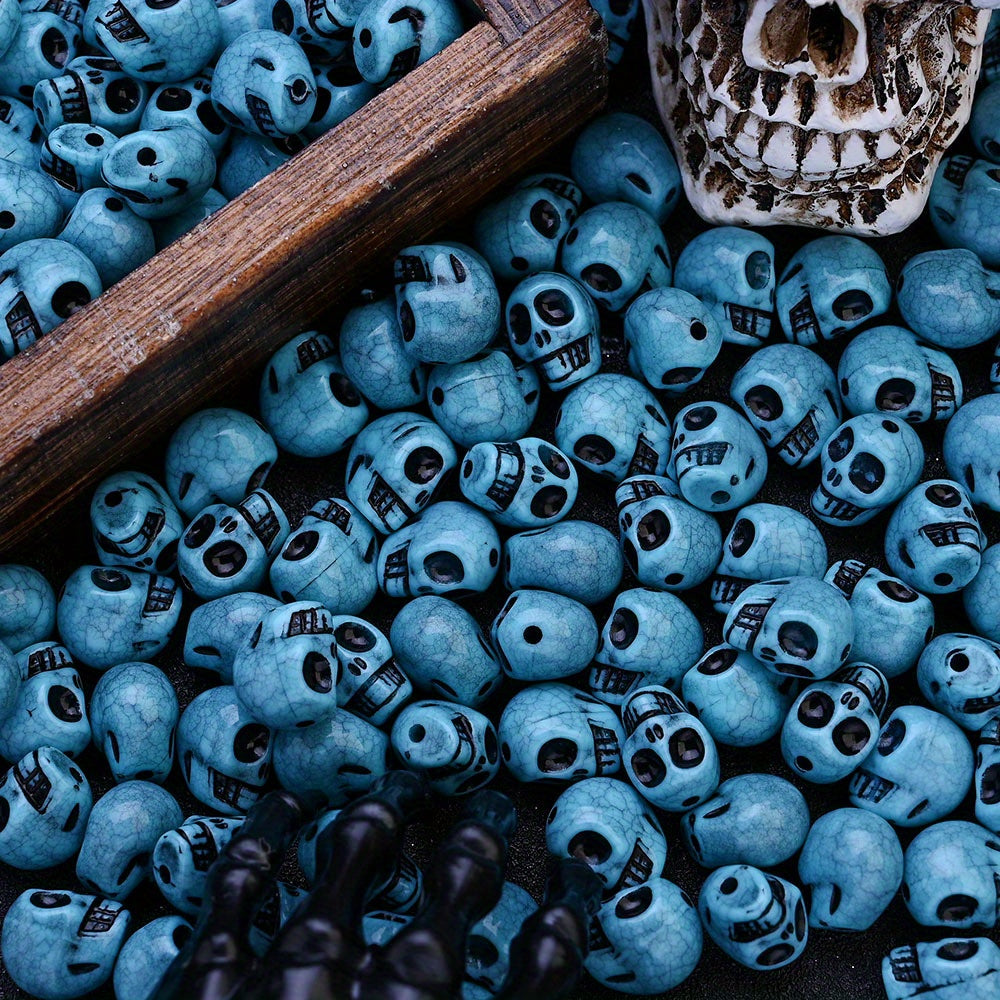 Halloween Imitation Turquoise Skull Acrylic Beads