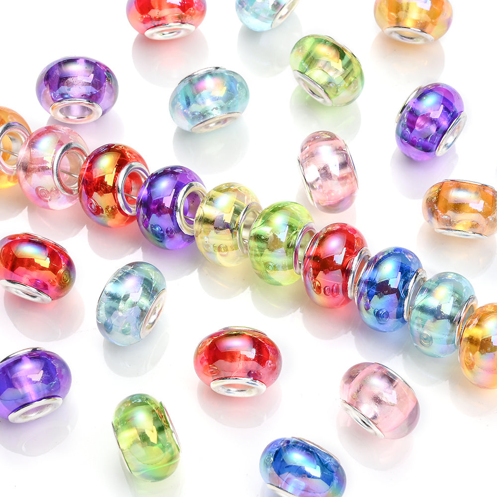 9x14mm Iridescent Acrylic Round Beads