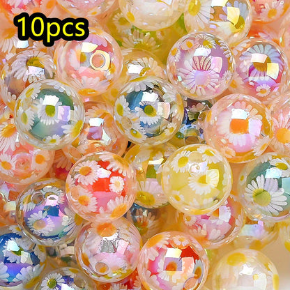 10pcs 16mm Hand-Painted Daisy Acrylic Beads