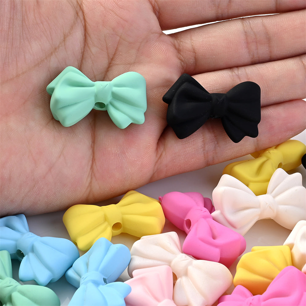 5pcs Acrylic Frosted Bow Tie Beads