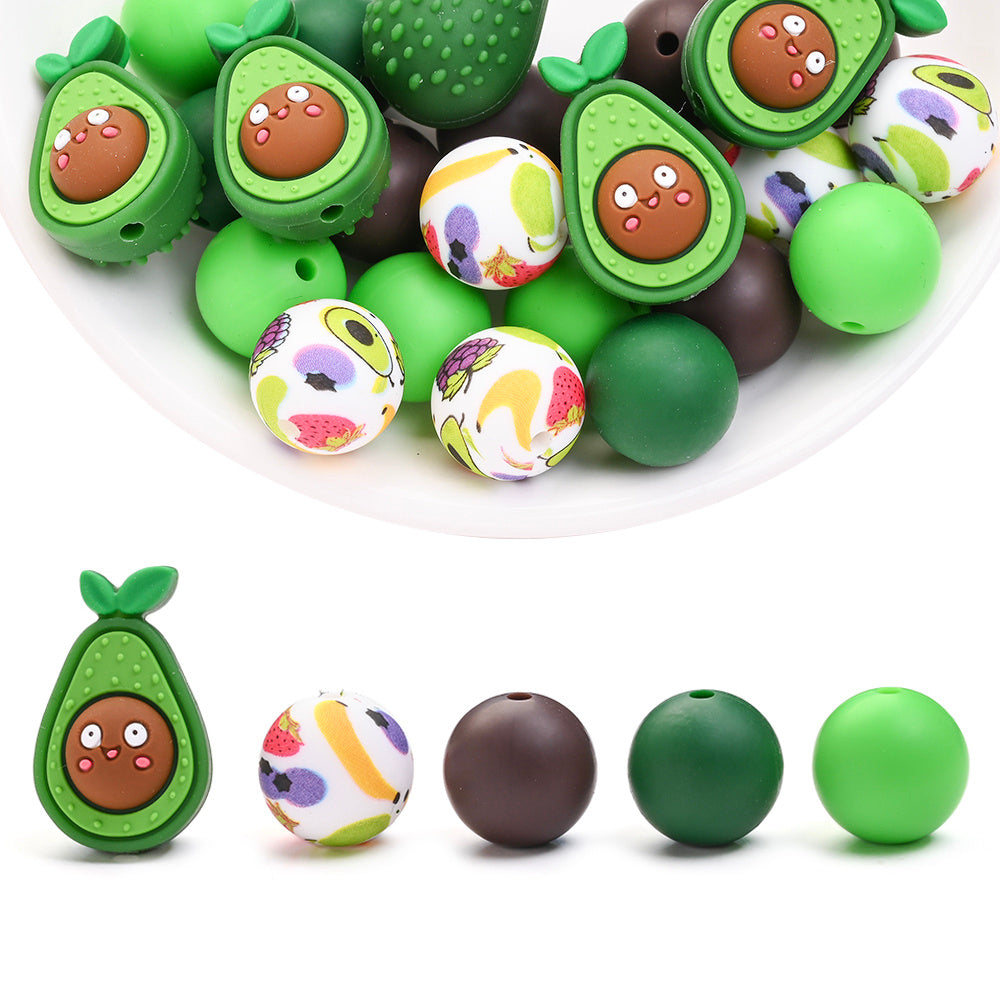25pcs/set Fruit Theme Silicone Focal Beads