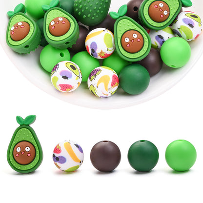 25pcs/set Fruit Theme Silicone Focal Beads