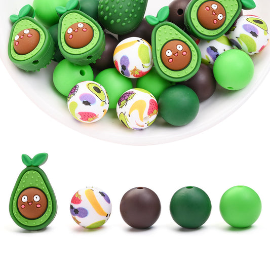 25pcs/set Fruit Theme Silicone Focal Beads