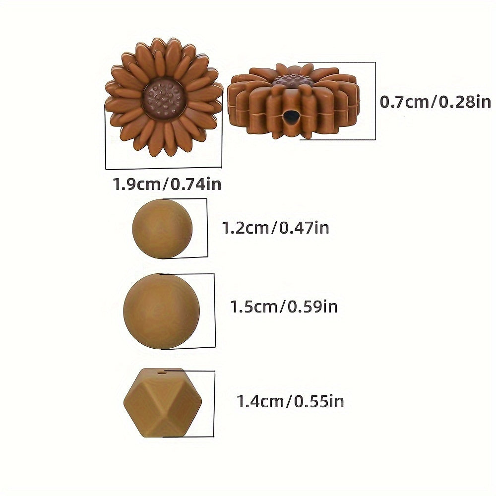 Sun Flower Silicone Beads with Elastic Rope