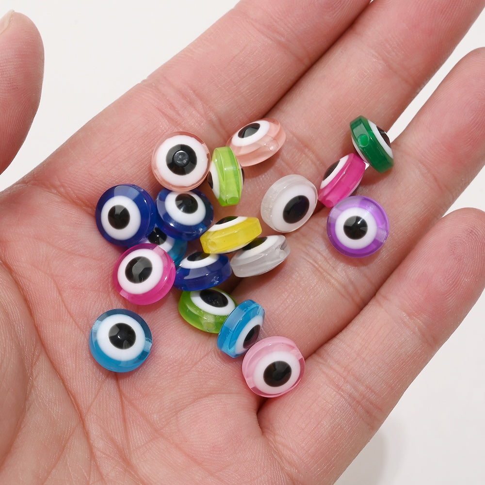 20/50pcs 6-14mm Colorful Flat Round Eye Resin Beads