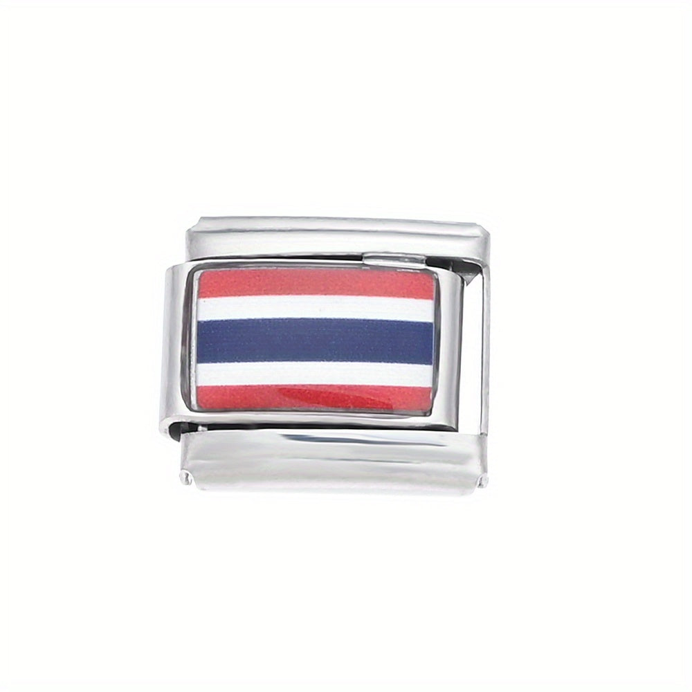 1pc 9x10mm Stainless Steel World Flag Module Charm Bead