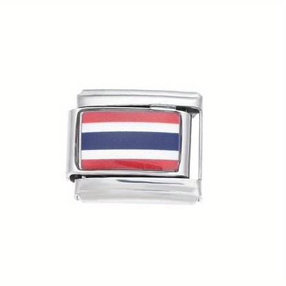 1pc 9x10mm Stainless Steel World Flag Module Charm Bead