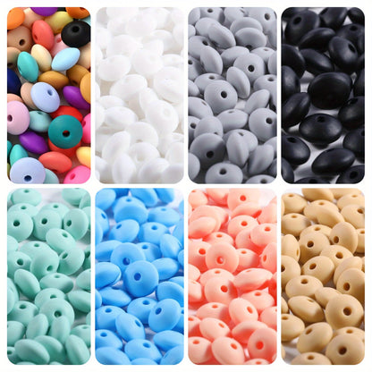 Assorted Silicone Lentil Abacus Focal Beads
