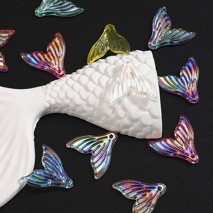 50pcs 20mm Mermaid Tail Acrylic Spacer Beads