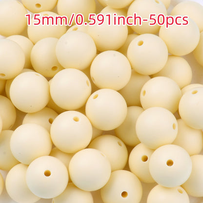 50pcs 12/15mm Rainbow Silicone Round Focal Beads
