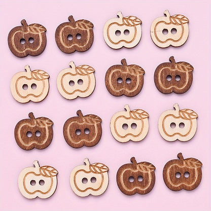 15x15mm Wooden Apple-Shaped Button Beads
