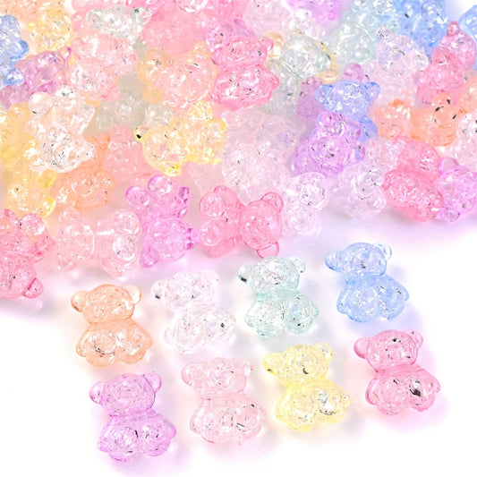 30pcs Colorful Bear Acrylic Beads