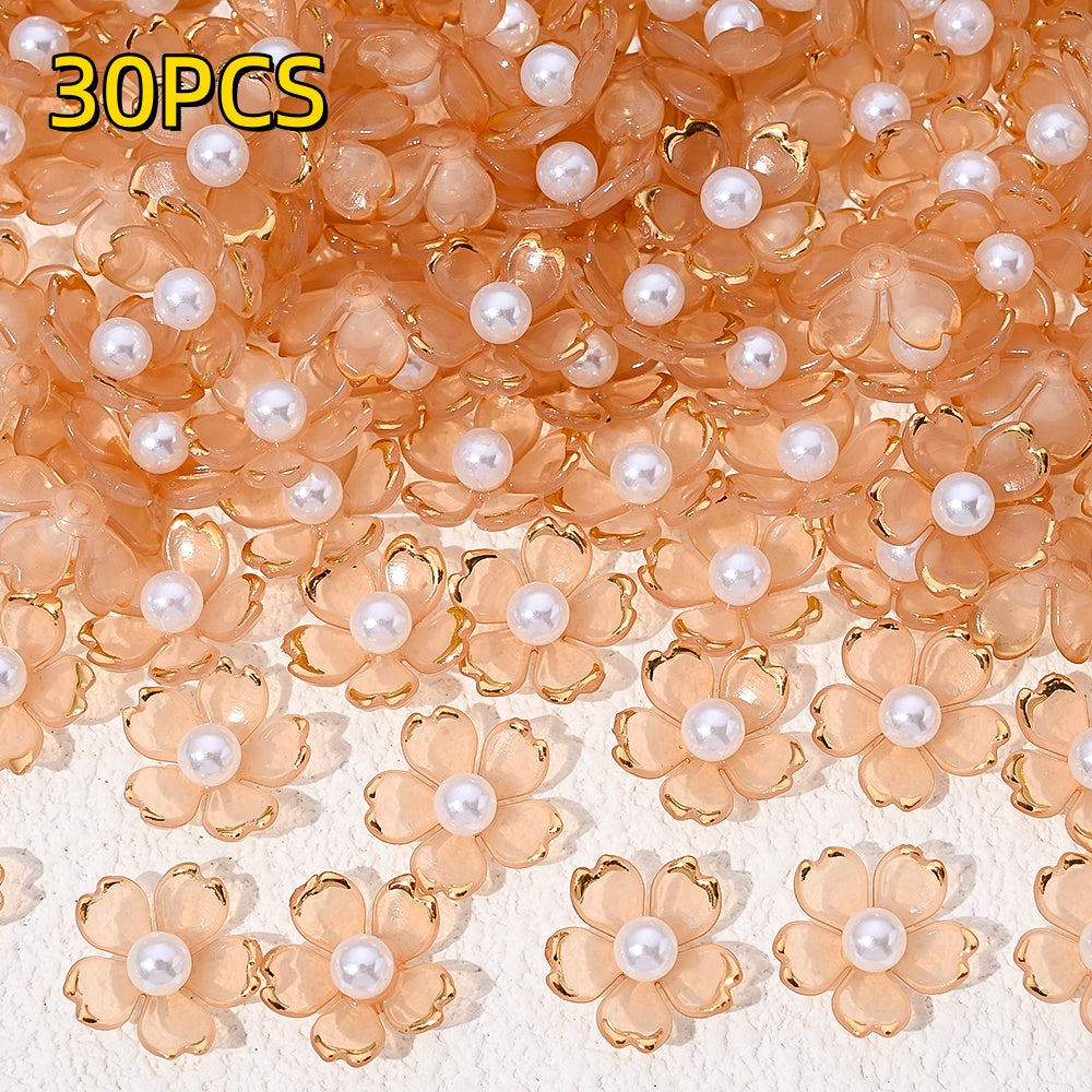 30pcs 15mm Cherry Blossom Acrylic Patch Beads