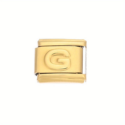 1pc 9x10mm Golden Stainless Steel Letter Bead