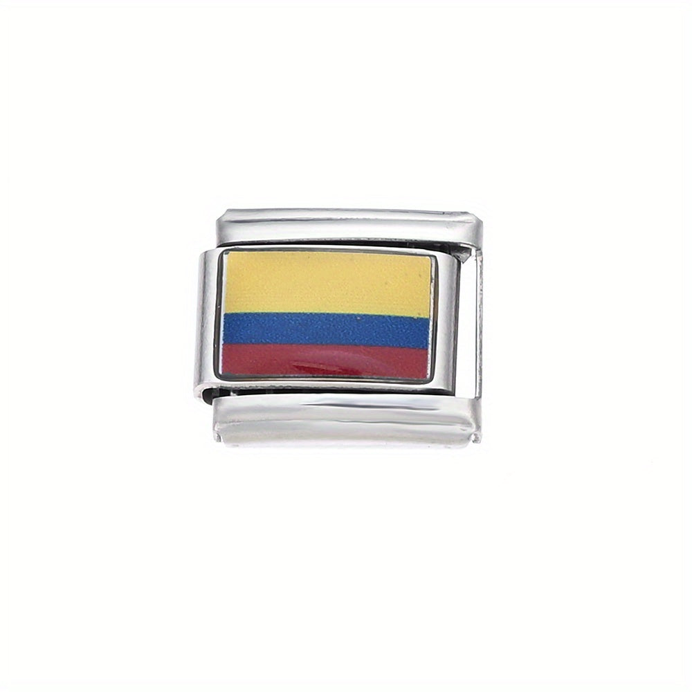 1pc 9x10mm Stainless Steel World Flag Module Charm Bead