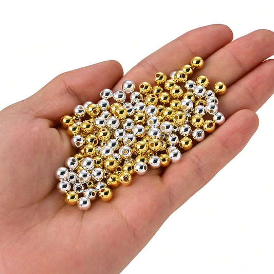 400pcs 6mm Golden Silvery Round CCB Spacer Beads