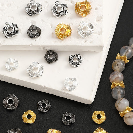 50pcs/set 8/10mm Wavy Golden & Silvery Spacer Beads