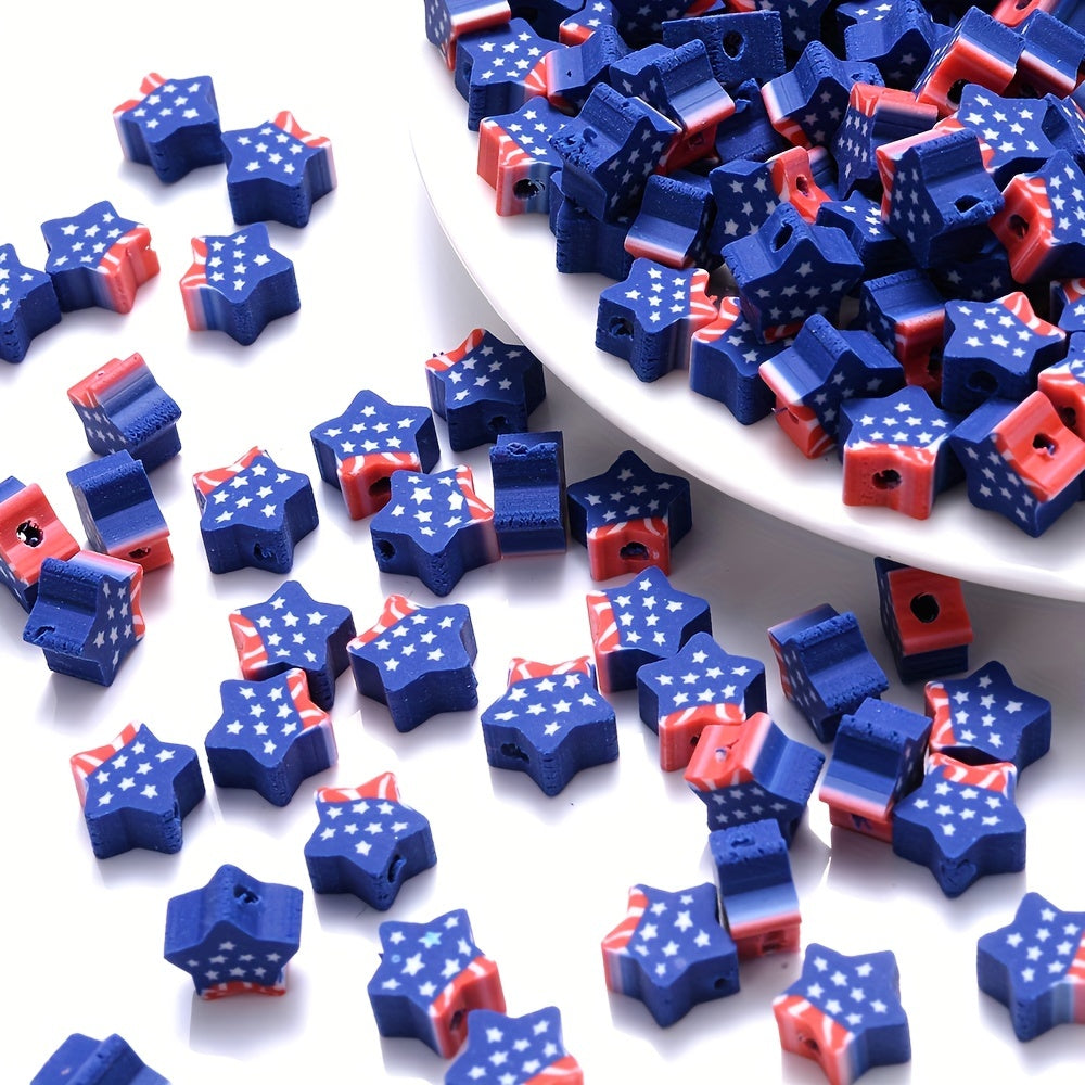 Independence Day Clay Spacer Beads, 50pcs