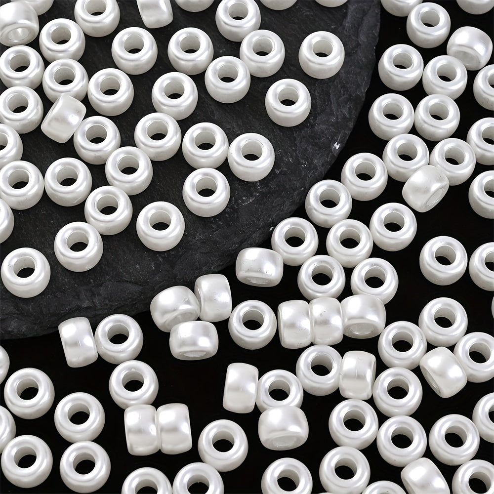 50pcs 6x9mm Pearl White Acrylic Large Hole Beads