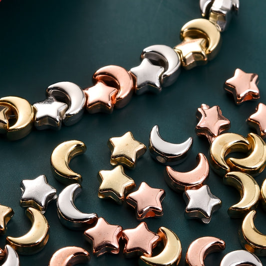 100pcs Moon & Star Charm Spacer Beads