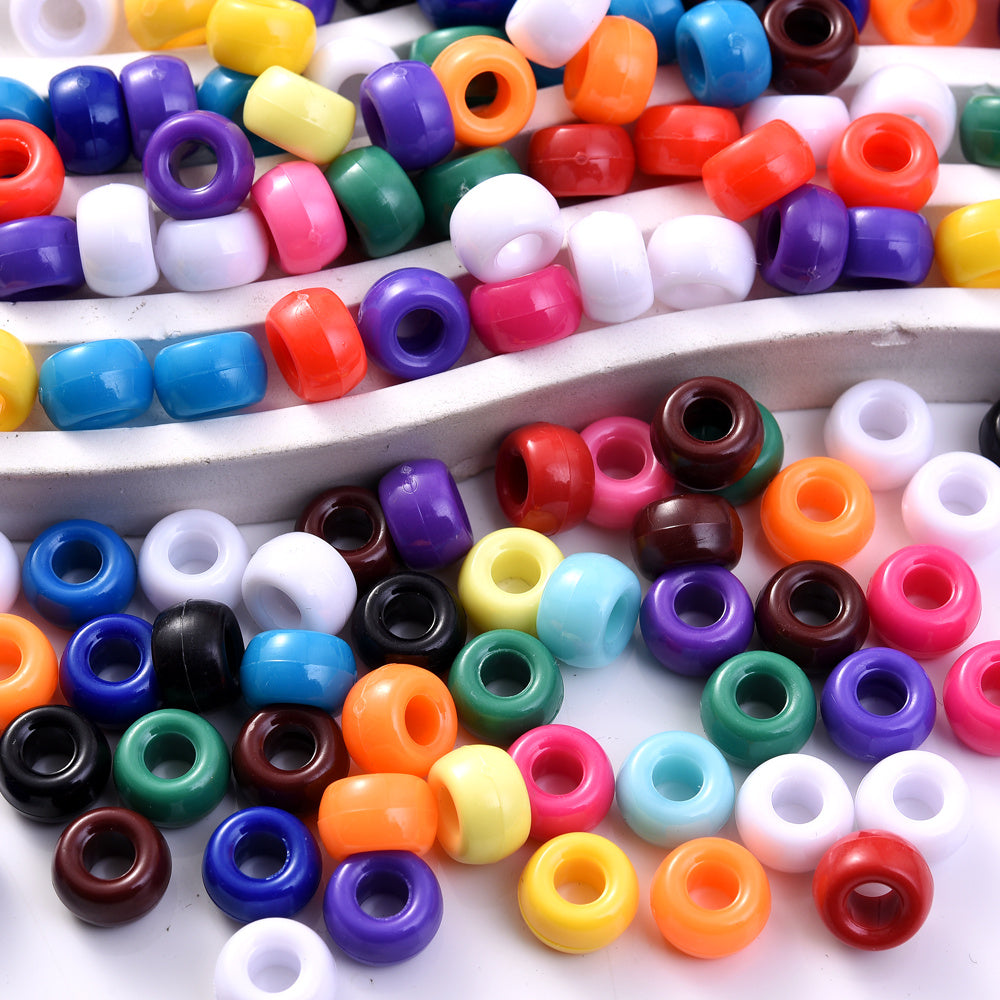 100pcs 6x9mm Braided Large Hole Acrylic Pony Beads