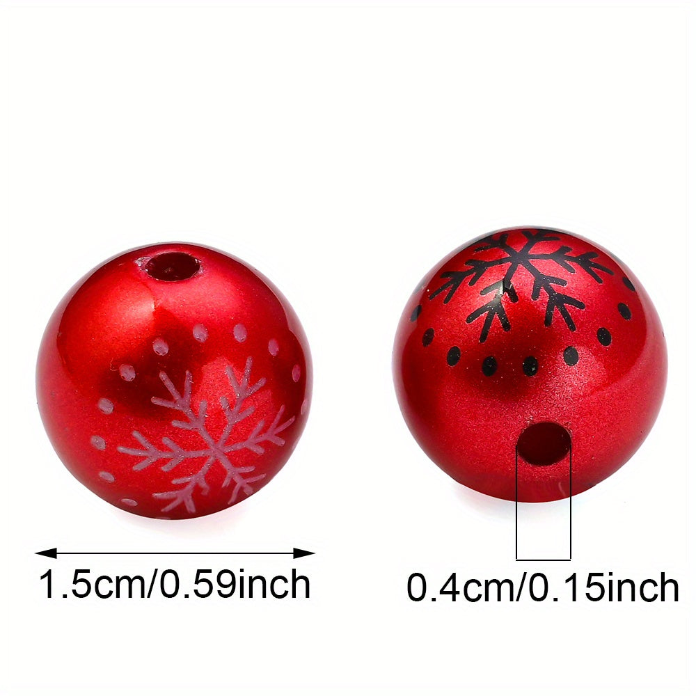 10pcs/set Christmas Snowflake Print Focal Beads