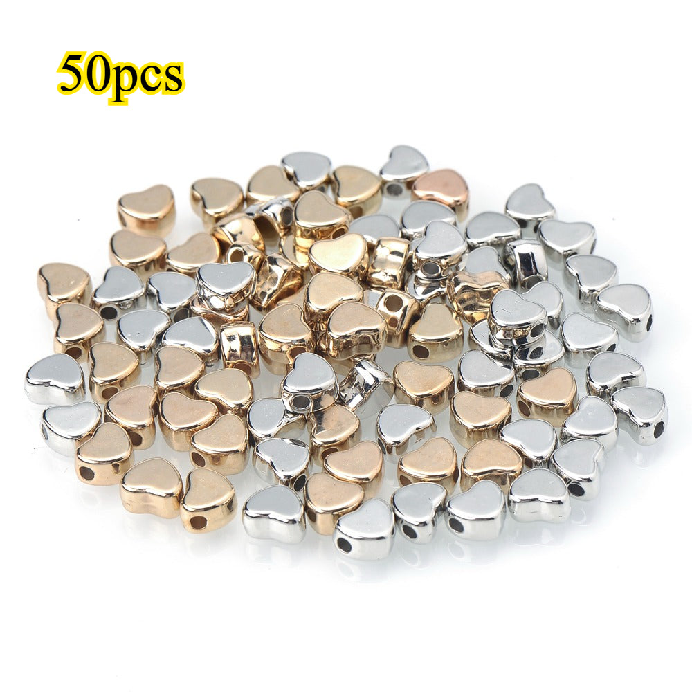 50pcs Heart-Shaped Acrylic Love Spacer Beads