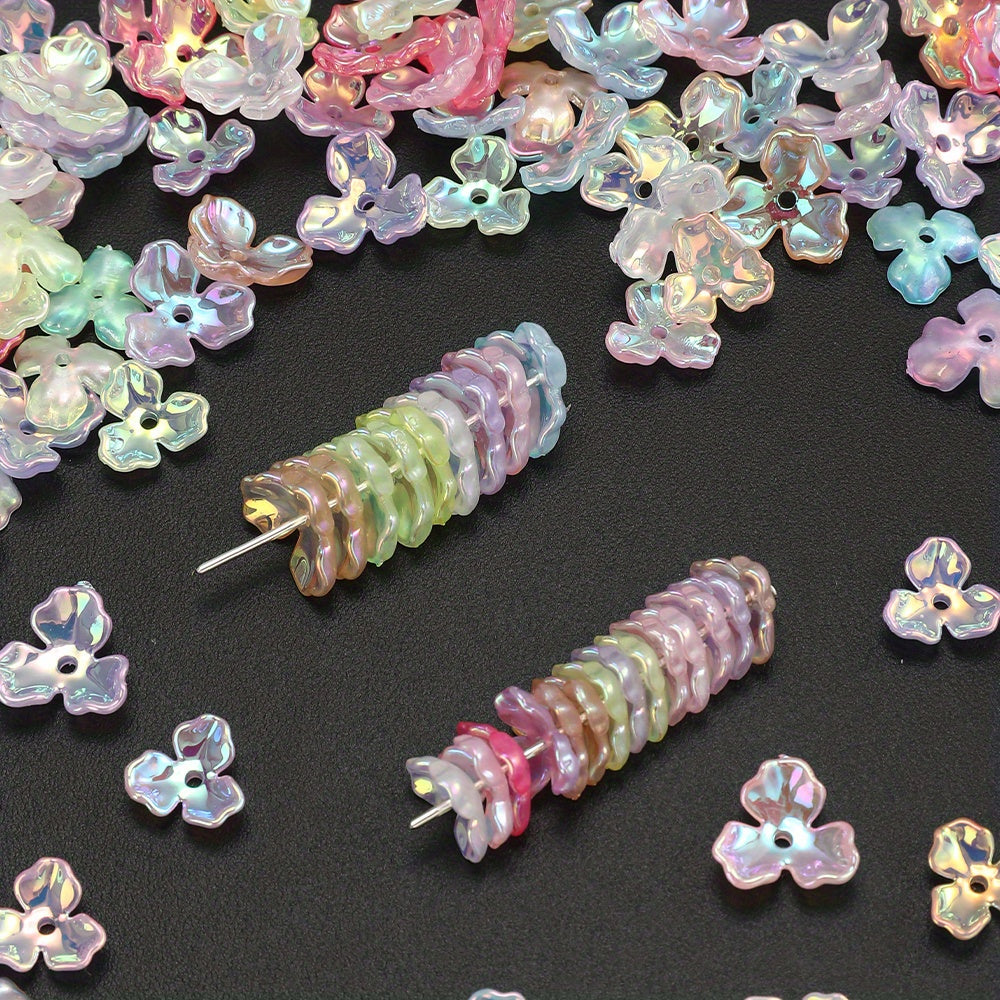 UV Pearlescent Flower Acrylic Beads