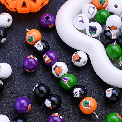 Halloween Wooden Pattern Beads