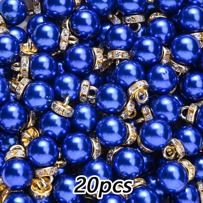 20pcs 10x15mm Multicolor Imitation Pearl Ball Charms