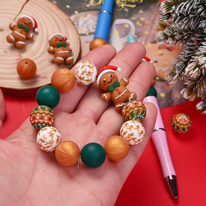 Retro Christmas 3D Santa Hat Silicone Beads, 25pcs