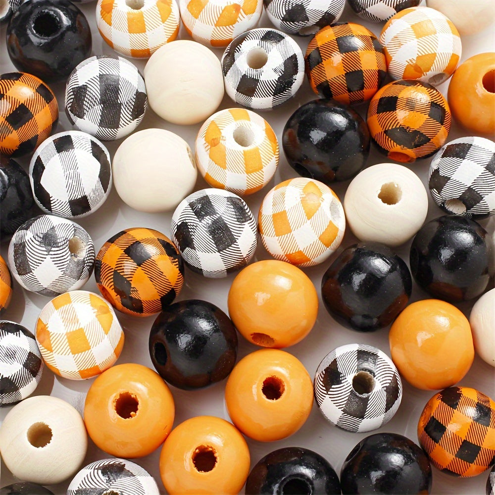 Halloween Wood Round Spacer Beads