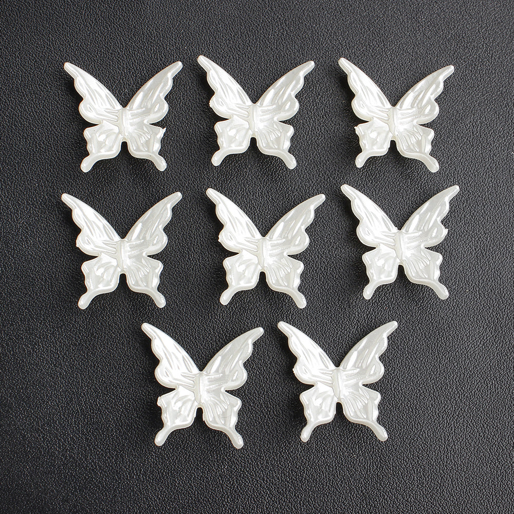 30pcs Pearlescent White Butterfly Beads