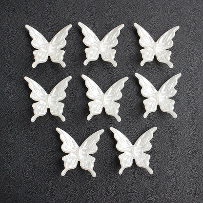 30pcs Pearlescent White Butterfly Beads