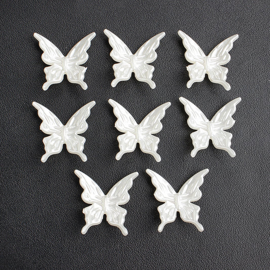 30pcs Pearlescent White Butterfly Beads