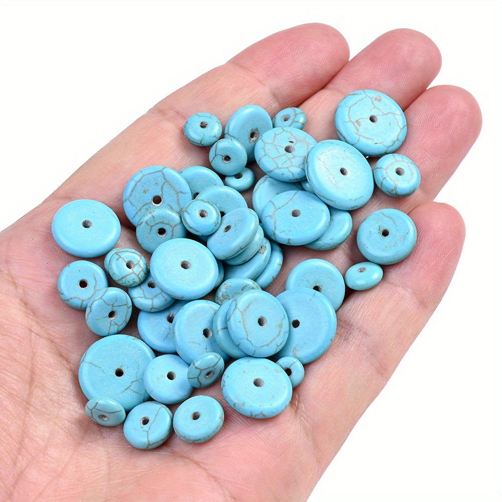 Turquoise Flat Round Lentil Stone Beads