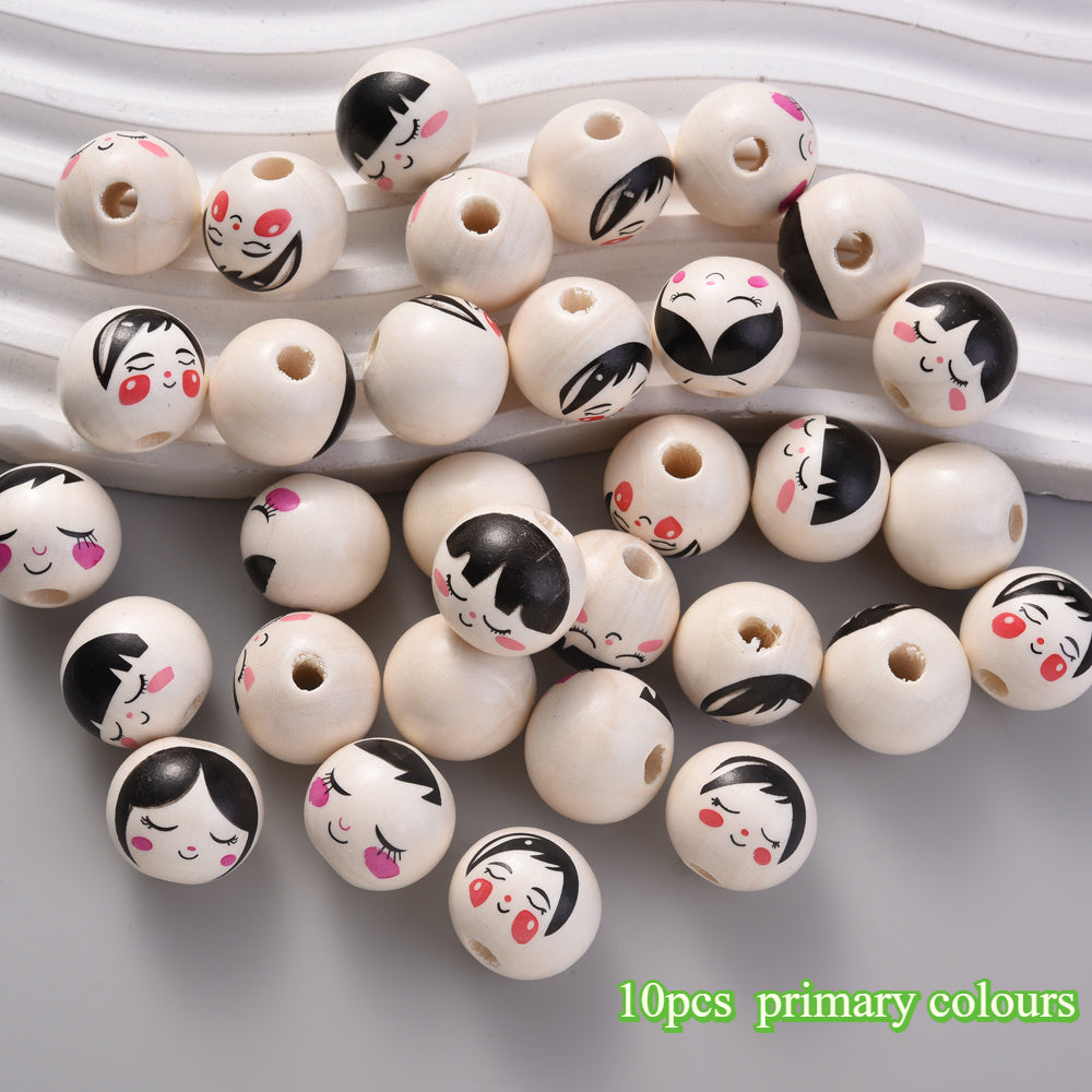 10pcs 18x20mm Mixed Wood Expression Spacer Beads