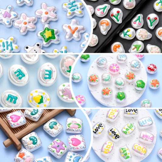 10pcs Hand-Painted Colorful Acrylic Beads