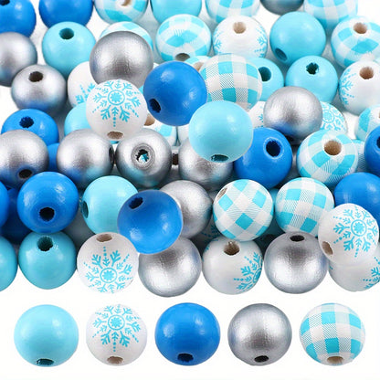 Christmas Wooden Pattern Spacer Beads