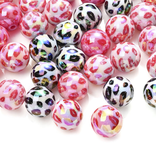 10pcs 16mm Mixed Color Lip Pattern Heart Acrylic Beads