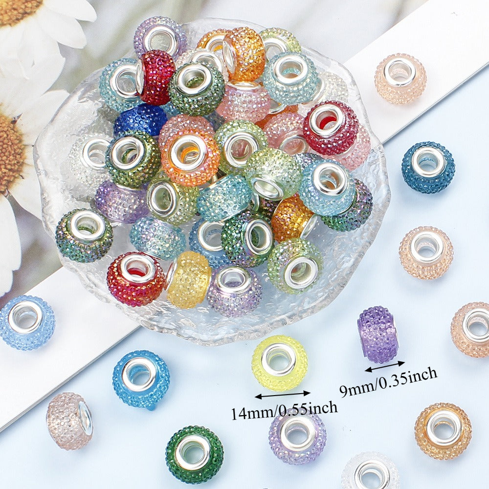 9x14mm Resin Rhinestone Inlaid Beads