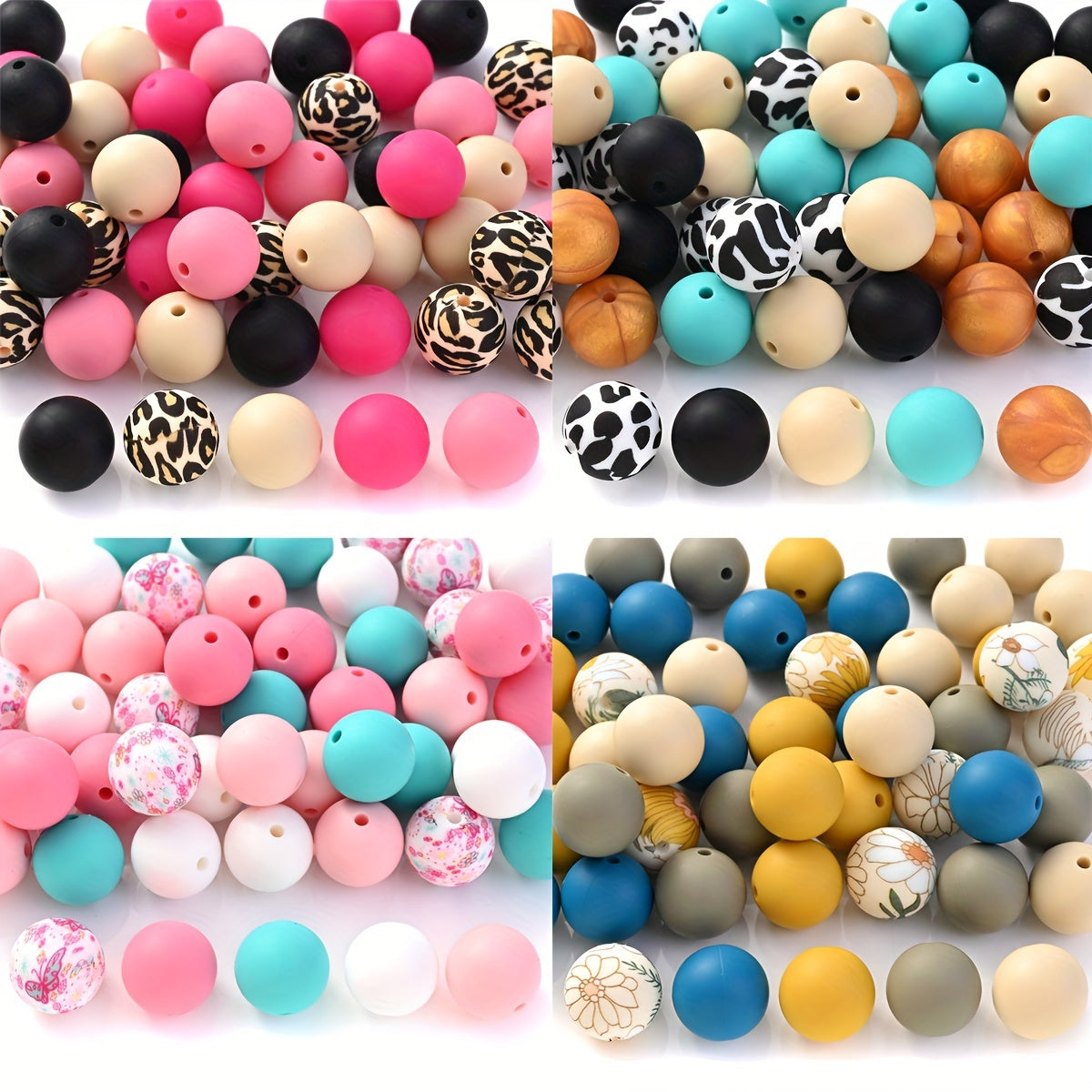 AB Transparent White Acrylic Round Disco Heart Flower Beads