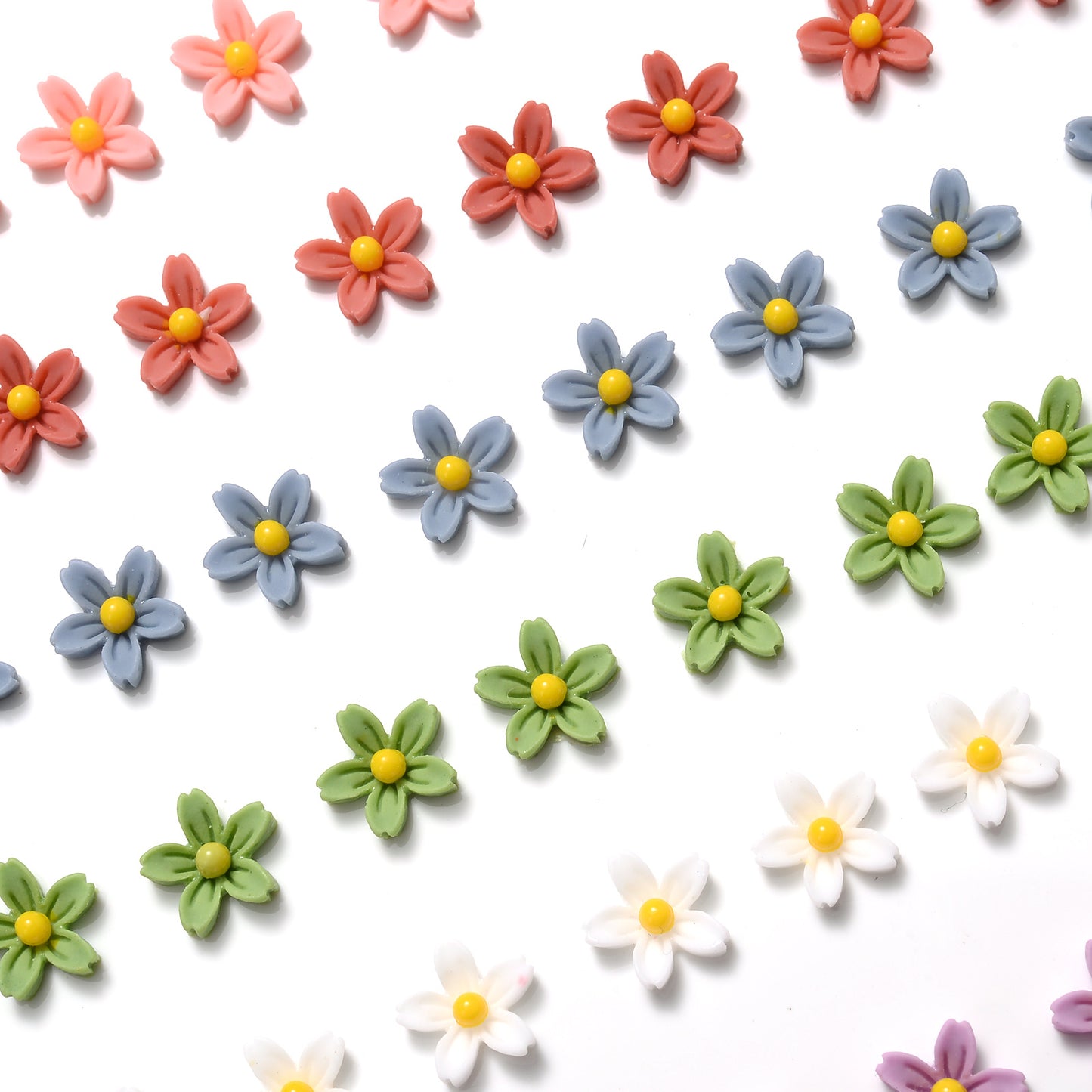 100pcs Mini Flower Flatback Beads