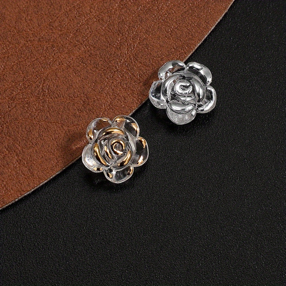 100pcs 12mm Transparent Rose Flower Acrylic Beads