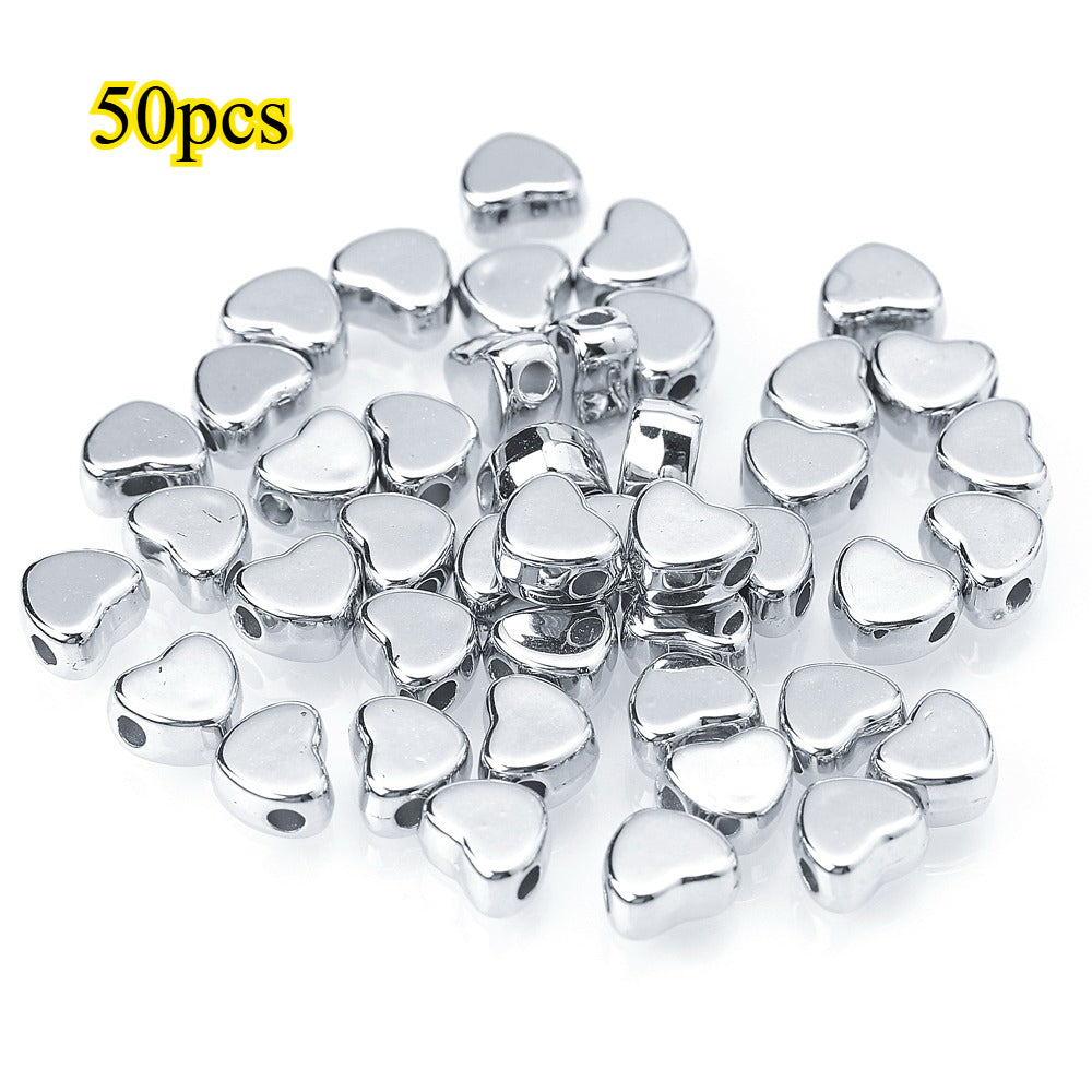 50pcs Heart-Shaped Acrylic Love Spacer Beads